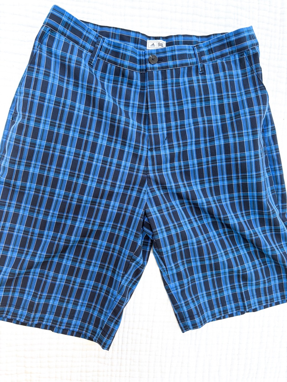Adidas Plaid Golf Shorts Blue Black Performance Size 32